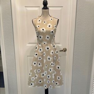 kate spade Beige and White Dress with Gold Logo Detail